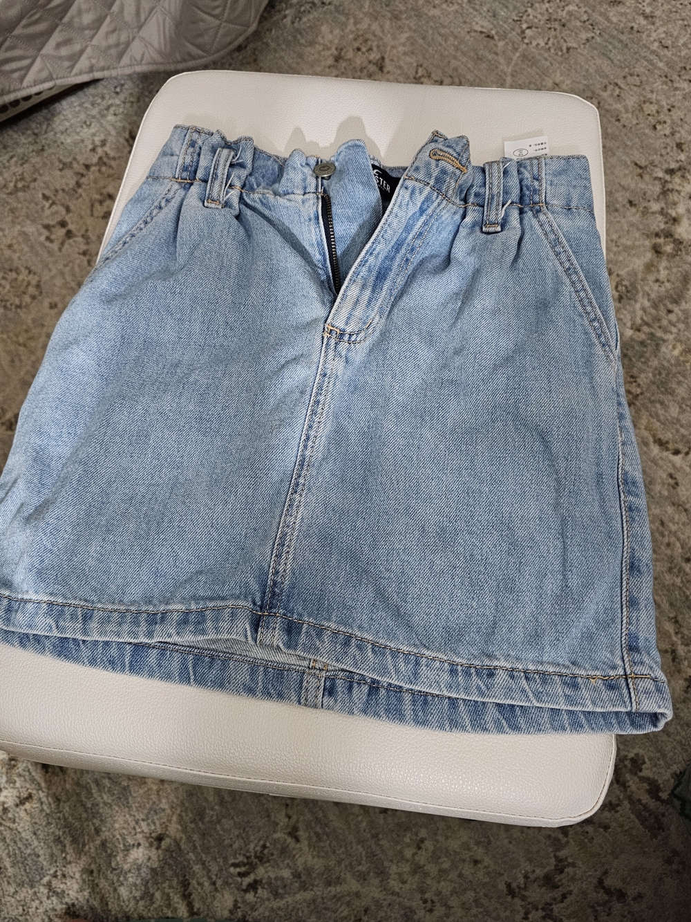 Hollister Light Blue Denim Paperbag Waist Mini Skirt, Size 00/23